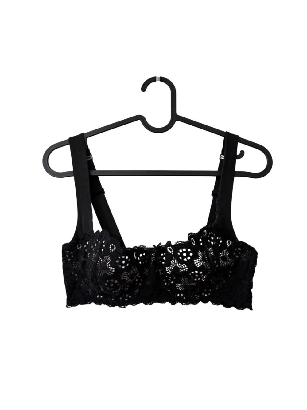 Fleur Du Mal Black Sheer Floral Lace Underwired Bra Womens Size 34D